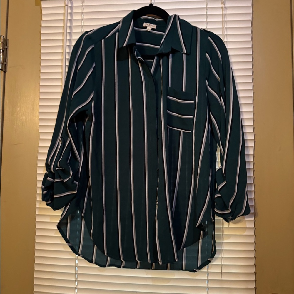 Green Striped Women's Top